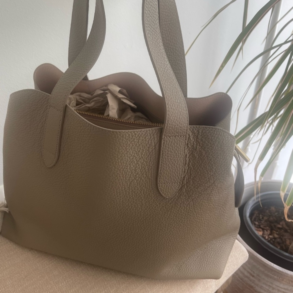 Cuyana Zippered Satchel in Stone
